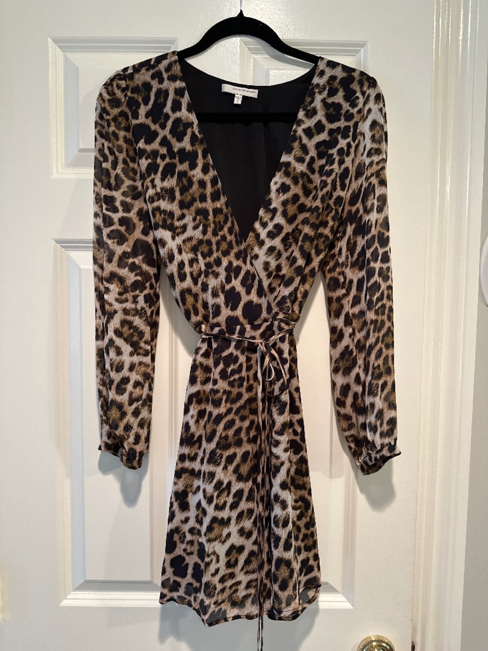Lavender Brown Leopard Wrap Dress